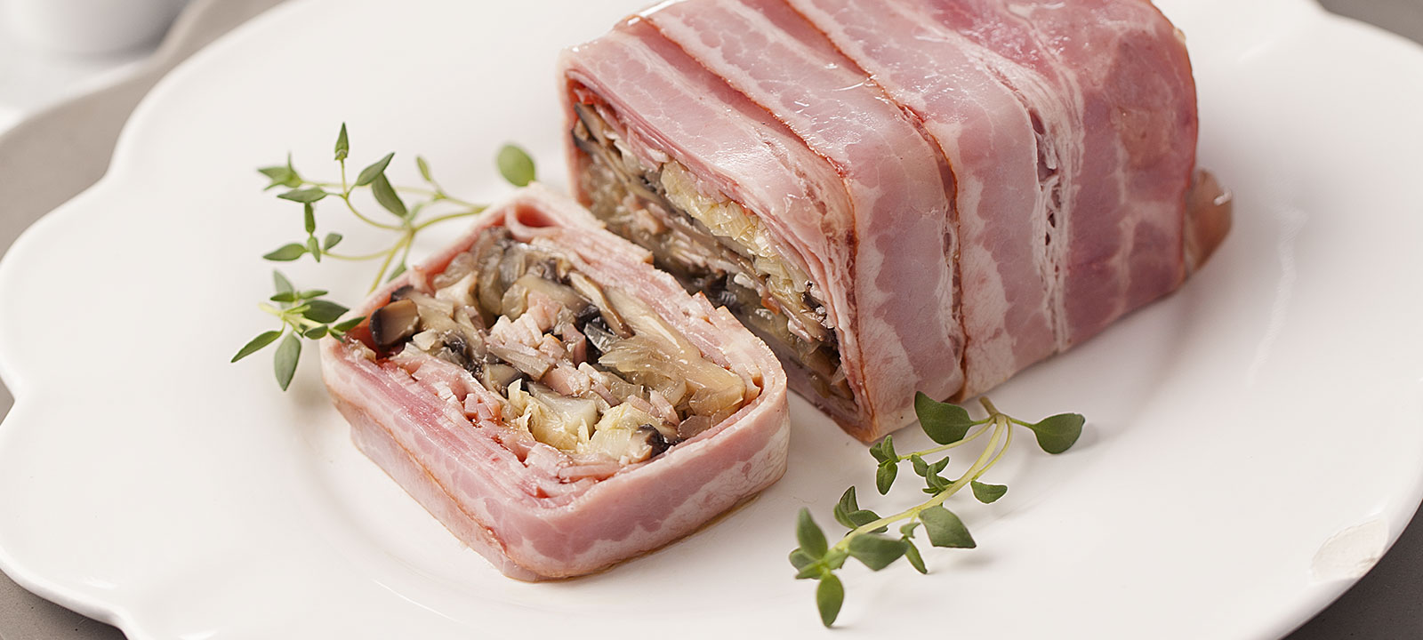 Bacon and Cooked Ham Strips Terrine